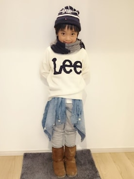「TOMMY HILFIGER（トミーヒルフィガー）のアイテム（マフラー）」を使った、ゆう。さん（キッズ・120cm）の冬コーディネート