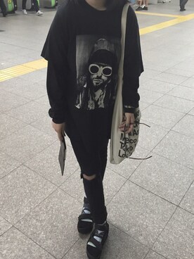 「Faith（-）のアイテム（Tシャツ/カットソー）」を使った、セキネアミさん（レディース・149cm）の夏コーディネート