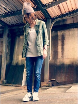 「STUDIOUS SELECT（ステュディオスセレクト）のアイテム（トップス）」を使った、しま。さん（レディース・155cm）の秋コーディネート