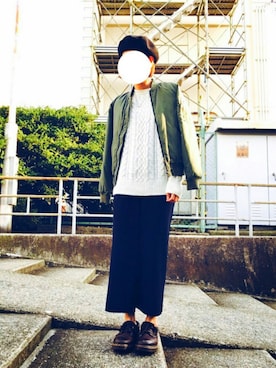 「Doシンプル部」｜「アイテム（ハンチング/ベレー帽）」を使った、しま。さん（レディース・155cm）の冬コーディネート