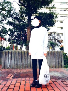 「Doシンプル部」｜「アイテム（スウェット）」を使った、しま。さん（レディース・155cm）の冬コーディネート