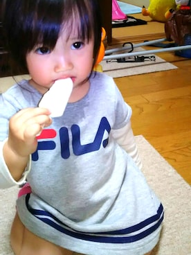 「FILA（フィラ）のアイテム（ワンピース）」を使った、R＊chanさん（キッズ・80cm）の冬コーディネート