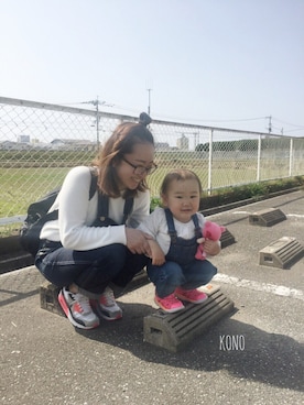 「GLOBAL WORK（グローバルワーク）のアイテム（オールインワン・サロペット）」を使った、yaskonoさん（キッズ・80cm）の春コーディネート