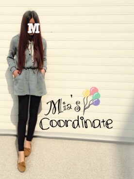 「bonjourのアイテム（モカシン/デッキシューズ、ブラウン系）」を使った、Mia さん（レディース・163cm）の秋コーディネート