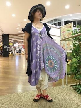 「チャイハネ（チャイハネ）のアイテム（カーディガン/ボレロ）」を使った、chinchillaさん（レディース・167cm）の夏コーディネート