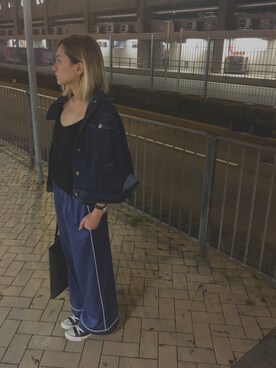「STYLENANDA（スタイルナンダ）のアイテム（デニムジャケット）」を使った、Amelie Ong さん（レディース・160cm）の夏コーディネート