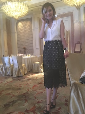 「sandro（サンドロ）のアイテム（シャツワンピース）」を使った、Amelie Ong さん（レディース・160cm）の夏コーディネート
