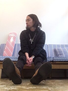 「KIDS LOVE GAITE」｜「アイテム（アクセサリー）」を使った、志鎌英明さん（メンズ・170cm）の冬コーディネート