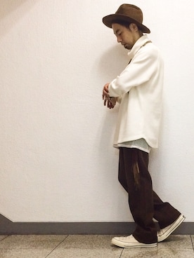 「Undercoverism（アンダーカバイズム）のアイテム（帽子）」を使った、志鎌英明さん（メンズ・170cm）の秋コーディネート