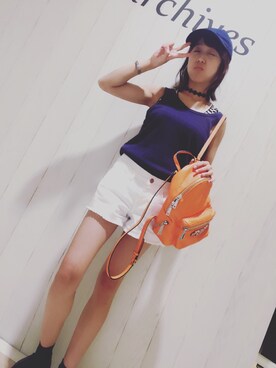 「BEAMS（ビームス）のアイテム（サンバイザー）」を使った、Susuさん（レディース・161cm）の夏コーディネート