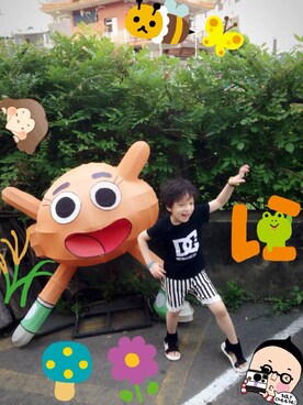 「DC（ディーシー）のアイテム（Tシャツ/カットソー、ブラック系）」を使った、Kimiさん（キッズ・120cm）の秋コーディネート