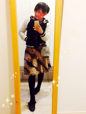 「chuu（チュー）のアイテム（セットアップ）」を使った、ぽしこさん（レディース・158cm）の秋コーディネート