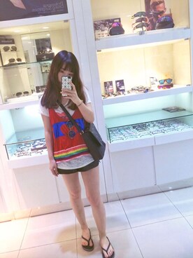 「アイテム（ベスト、レッド系）」を使った、故事的小黄花さん（レディース・158cm）の秋コーディネート