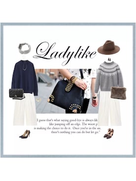 「GLOBAL WORK（グローバルワーク）のフェルトロングブリムハット/705078（ハット）」を使った、ukiさん（レディース・172cm）の冬コーディネート