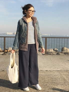 「YANUK（ヤヌーク）のアイテム（ジャケット/アウター）」を使った、もじゃさん（レディース・158cm）の冬コーディネート