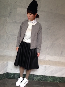 「スウェット×シャツ」｜「アイテム（ブルゾン）」を使った、ami-5さん（レディース・160cm）の冬コーディネート