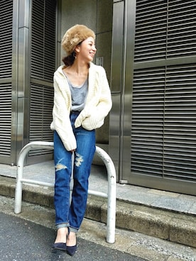 「カウチン」｜庄司　未菜美さん（レディース・159cm）の秋コーディネート