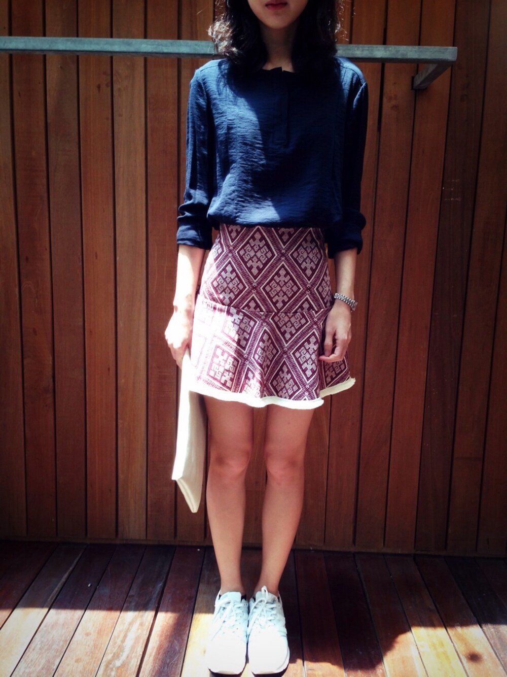 tangersさんの「Henley Side Folds Cotton Top (Navy/White)（tangers）」を使ったコーディネート