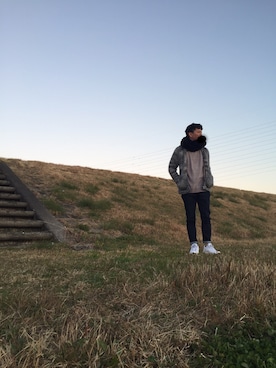 「土手」｜k!o!👶👶さん（メンズ・171cm）の冬コーディネート