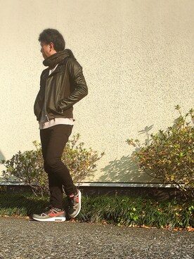 「roshell（ロシェル）のアイテム（ライダースジャケット）」を使った、k!o!👶👶さん（メンズ・171cm）の冬コーディネート