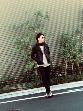 「roshell（ロシェル）のアイテム（ライダースジャケット）」を使った、k!o!👶👶さん（メンズ・171cm）の冬コーディネート