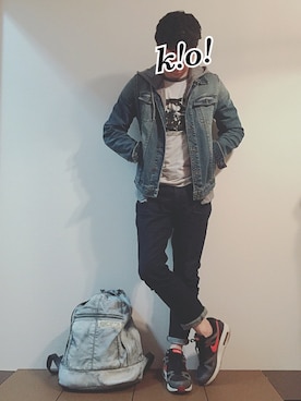 「アイテム（バックパック/リュック、シルバー系）」を使った、k!o!👶👶さん（メンズ・171cm）の春コーディネート