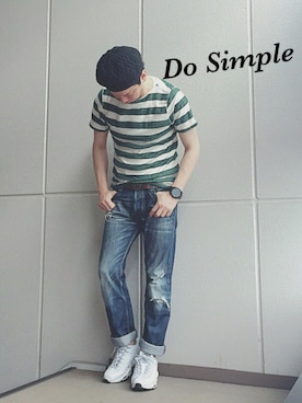 「ベレー帽推奨委員会」｜k!o!👶👶さん（メンズ・171cm）の夏コーディネート