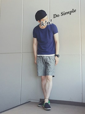 「ベレー帽推奨委員会」｜k!o!👶👶さん（メンズ・171cm）の夏コーディネート