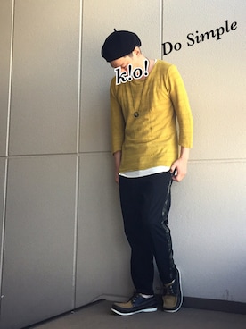 「ベレー帽推奨委員会」｜「アイテム（スラックス）」を使った、k!o!👶👶さん（メンズ・171cm）の秋コーディネート