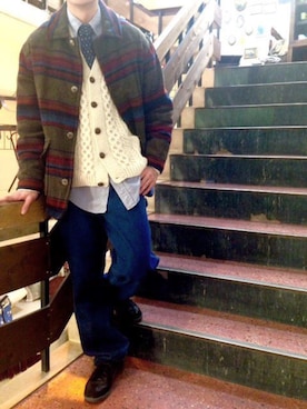 「WOOLRICH（ウールリッチ）のアイテム（カバーオール）」を使った、Yuma Yoshinoさん（メンズ・175cm）の冬コーディネート