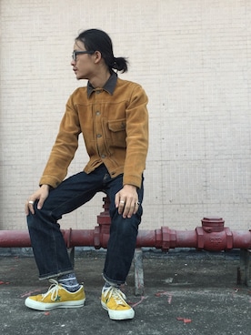 「STOP LIGHT（ストップライト）のアイテム（リング）」を使った、caifenglaoさん（メンズ・165cm）の秋コーディネート