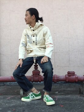 「DENIM DUNGAREE（デニムダンガリー）のアイテム（ジャケット/アウター）」を使った、caifenglaoさん（メンズ・165cm）の冬コーディネート