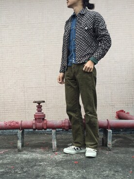 「DENIM DUNGAREE（デニムダンガリー）のアイテム（ジャケット/アウター）」を使った、caifenglaoさん（メンズ・165cm）の冬コーディネート