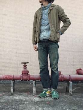 「DENIM DUNGAREE（デニムダンガリー）のアイテム（ジャケット/アウター）」を使った、caifenglaoさん（メンズ・165cm）の冬コーディネート