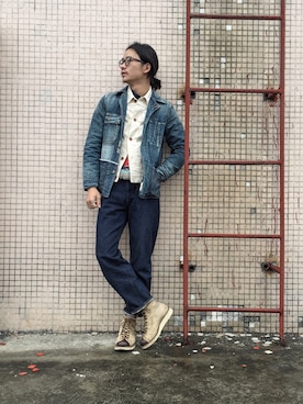 「DENIM DUNGAREE（デニムダンガリー）のアイテム（ジャケット/アウター）」を使った、caifenglaoさん（メンズ・165cm）の春コーディネート