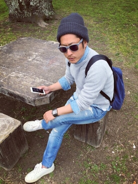 「atmos/atmos girls（アトモスアトモスガール）のSPRUCE ワークリュック（バックパック/リュック）」を使った、кουさん（メンズ・165cm）の春コーディネート