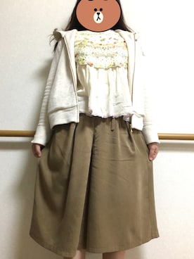 「FRAPBOIS（フラボア）のテンセルツイル（その他パンツ、ベージュ系）」を使った、みゆたろさん（レディース・158cm）の春コーディネート