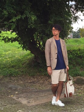 「NOLLEY’S（ノーリーズ）のアイテム（バッグ）」を使った、Ryopeさん（メンズ・178cm）の秋コーディネート