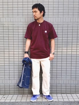 「ポケットＴシャツ」｜「アイテム（トップス）」を使った、笠井　勝司さん（メンズ・179cm）の春コーディネート