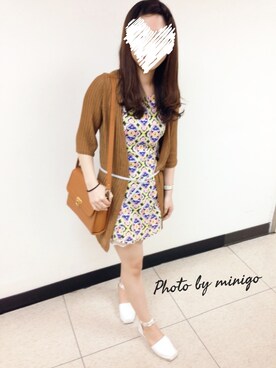 「no brand（ノーブランド）のアイテム（ワンピース、イエロー系）」を使った、minigoさん（レディース）の秋コーディネート