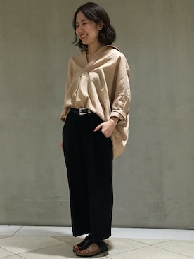 「スキッパーシャツ」｜JOURNAL STANDARD Lady's 難波店スタッフBさん（レディース・153cm）の夏コーディネート