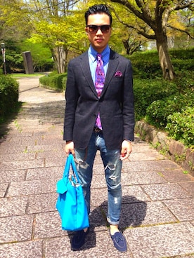 「スエードシューズ」｜「アイテム（トートバッグ）」を使った、chamingleonさん（メンズ・170cm）の秋コーディネート