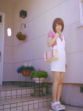 「LIPSERVICE（リップサービス）のアイテム（サロペット/オーバーオール）」を使った、ぺろさん（レディース・163cm）の夏コーディネート