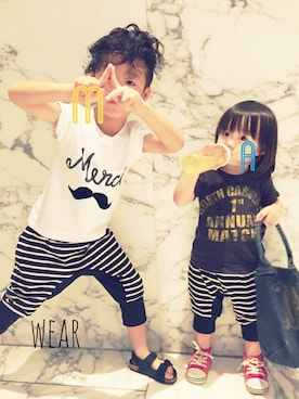 「SHARE PARK（シェアパーク）のアイテム」を使った、m&aさん（キッズ・100cm）の夏コーディネート
