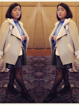 「FOREVER 21」｜「アイテム（ダッフルコート）」を使った、LeeChiaWenさん（レディース・160cm）の春コーディネート