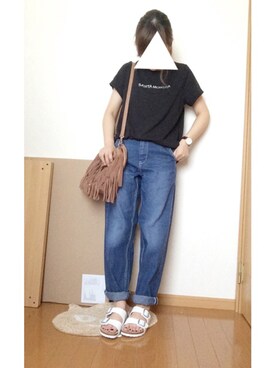 「RCWB（アールシーダブリュービー）のアイテム（パンツ）」を使った、さおさん（レディース・153cm）の夏コーディネート
