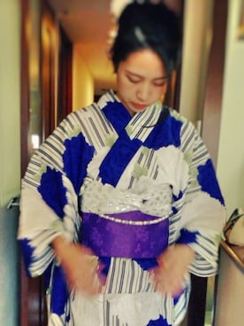 「Honeys（ハニーズ）のアイテム（浴衣）」を使った、Kyokattiさん（レディース・159cm）の夏コーディネート