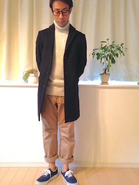 「ユナイテッドアローズ」｜「アイテム（チェスターコート）」を使った、ライトさん（メンズ・163cm）の秋コーディネート
