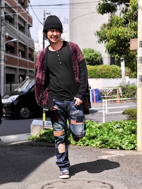 「glamb（グラム）のアイテム（スニーカー）」を使った、【glamb】多久和 直利さん（メンズ・170cm）の春コーディネート