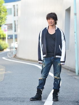 「glamb（グラム）のアイテム（その他アウター）」を使った、【glamb】多久和 直利さん（メンズ・170cm）の秋コーディネート